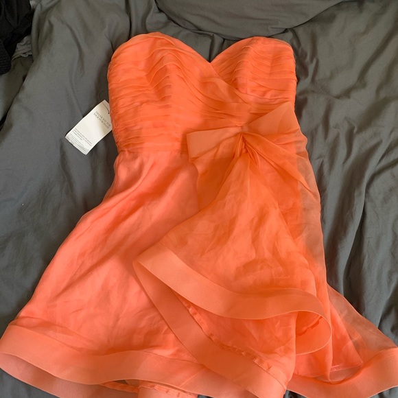 🆕 BNWT ABS - Silk Sweetheart Bow Dress Coral Sz 6 - Picture 3 of 9